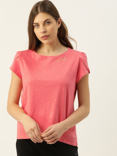 

Enamor Women Pink Solid Round Neck Lounge T-shirt