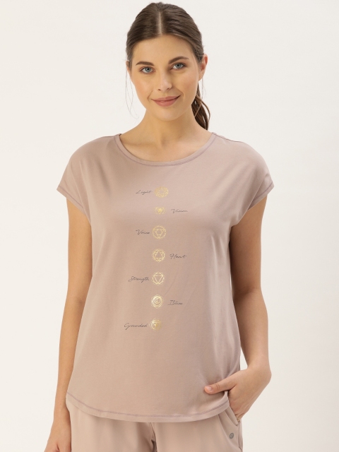 

Enamor Women Beige 7 Chakra Printed Relaxed Fit Round Neck Lounge T-shirt