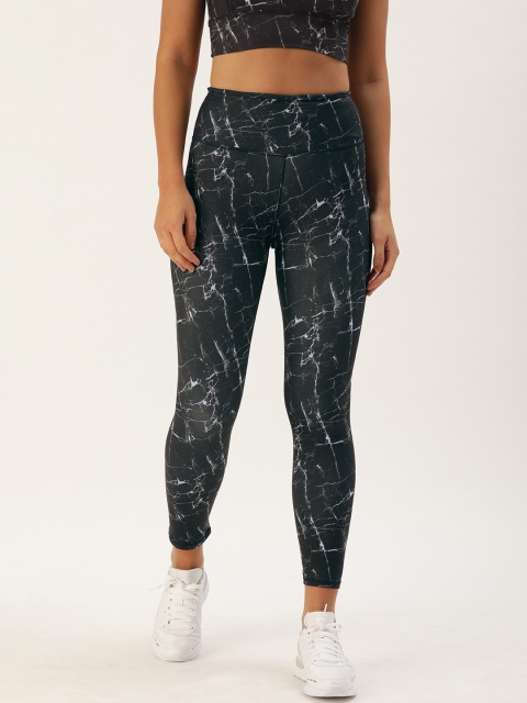 

Enamor Plus Size Women Athleisure Black & Blue Printed Hugged Fit Gym Training Legging