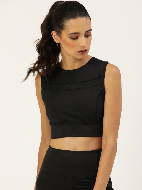 

Enamor Black Solid Non-Wired Removable Padding Workout Bra EEATOE123JBKL