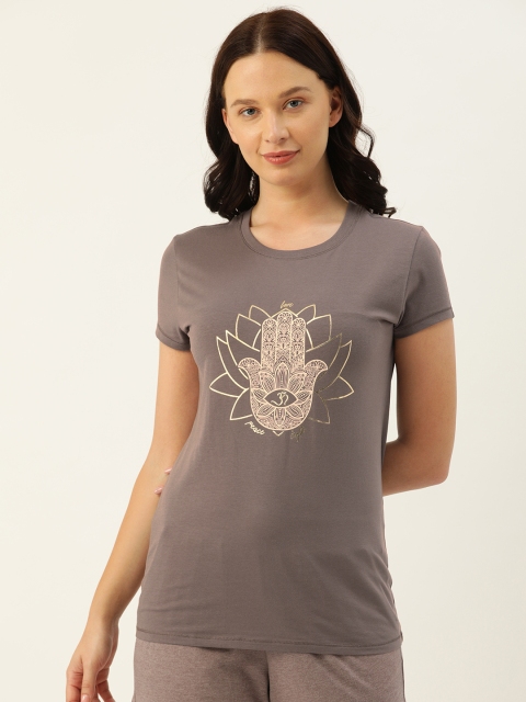 

Enamor Women Grey Printed Slim Fit Lounge T-shirt