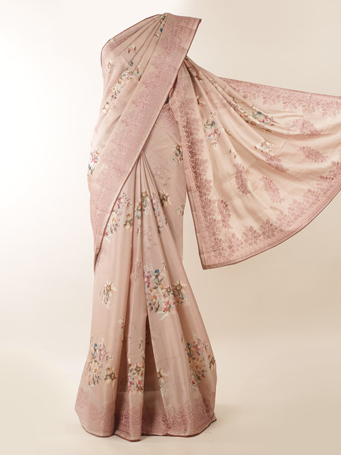 

Pothys Beige Printed Jute Silk Saree