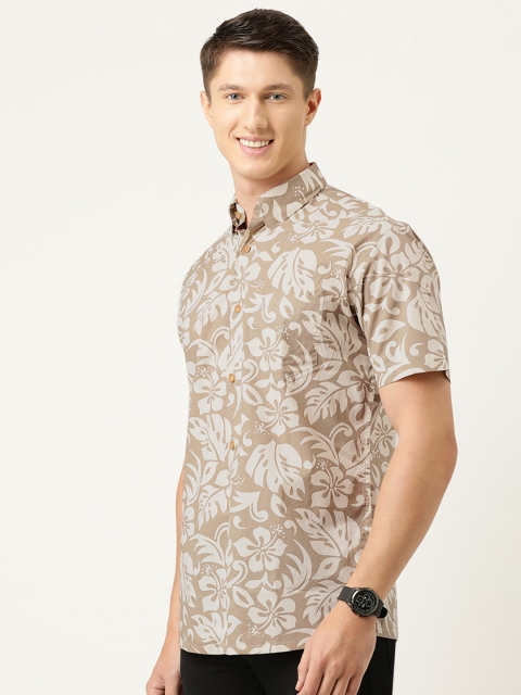 

Burnt Umber Men Beige & Off-White Regular Fit Printed Casual Shirt