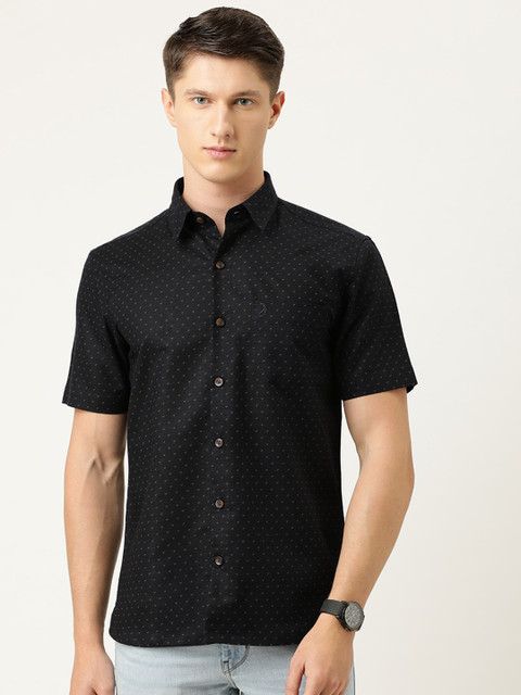 

Burnt Umber Men Black & Brown Slim Fit Self Design Casual Shirt