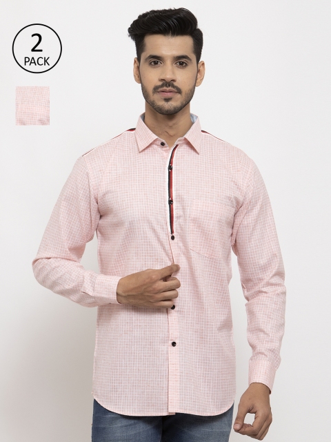 

KLOTTHE Men Pack Of 2 Regular Fit Printed Casual Shirts, Pink