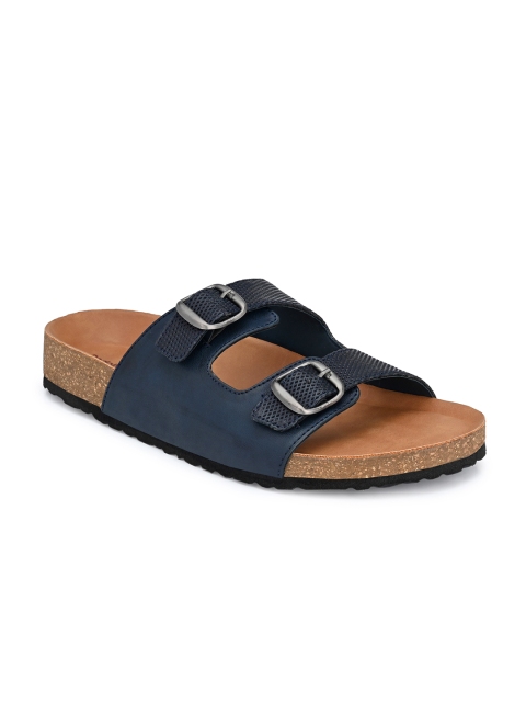 

Rodolfo Darrell Men Navy Blue & Tan Brown Solid Comfort Sandals