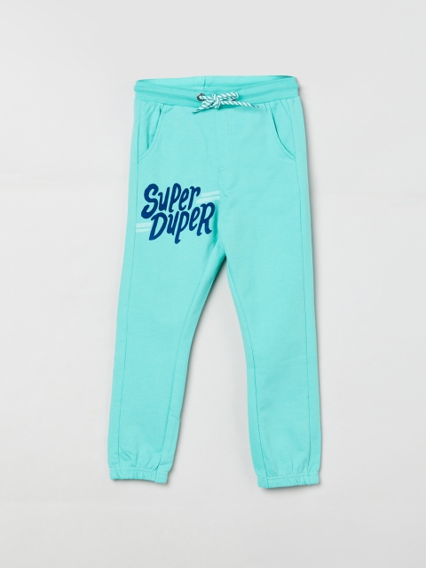 

max Boys Sea Green Regular Fit Pure Cotton Joggers