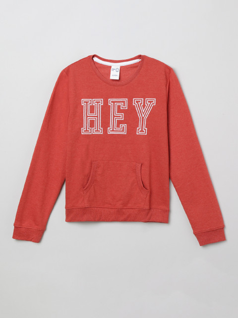 

max Boys Orange Printed Cotton Sweatshirt