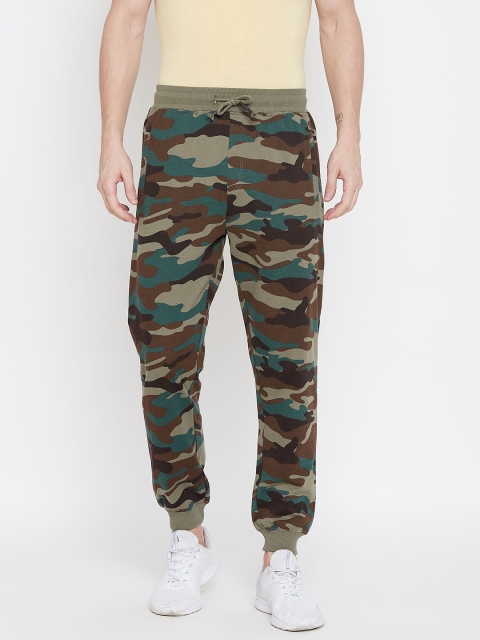 

HARBORNBAY Men Brown & Green Camouflage Printed Joggers