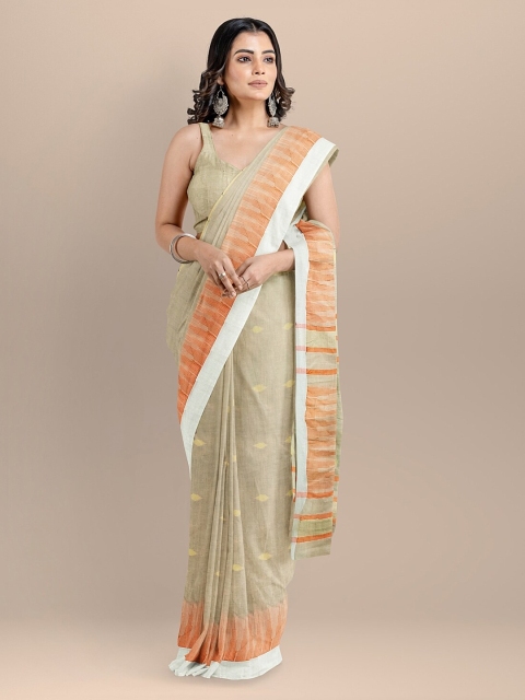 

BharatSthali Beige Woven Design Mangalagiri Saree
