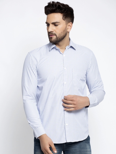 

JAINISH Men Blue & White Regular Fit Striped Casual Shirt