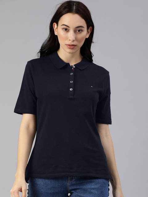 

Tommy Hilfiger Women Navy Blue Solid Polo Collar T-shirt