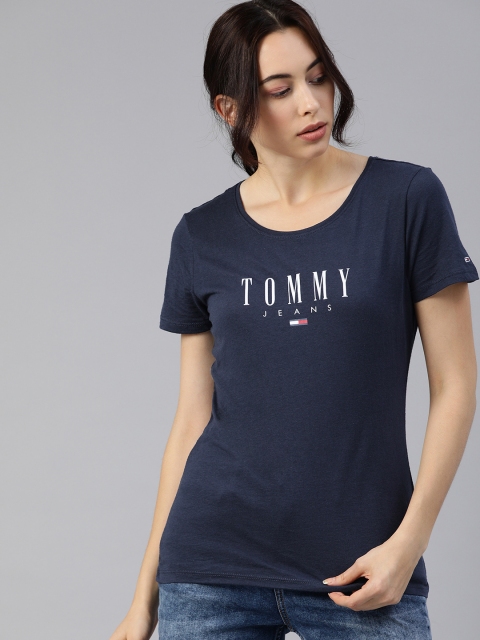 

Tommy Hilfiger Women Navy Blue Organic Cotton Printed Round Neck T-shirt