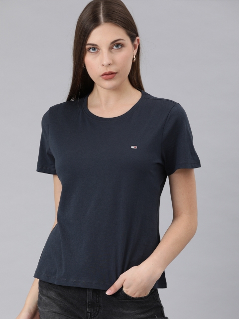 

Tommy Hilfiger Women Navy Blue Solid Round Neck T-shirt