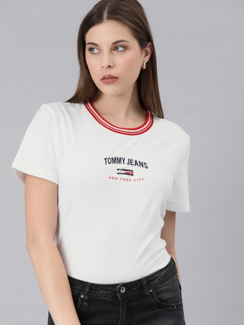 

Tommy Hilfiger Women White Printed Round Neck T-shirt