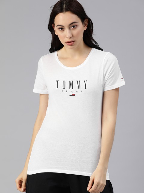 

Tommy Hilfiger Women White Printed Organic Cotton Round Neck T-shirt