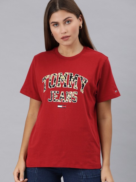 

Tommy Hilfiger Women Red Printed Organic Cotton Round Neck T-shirt