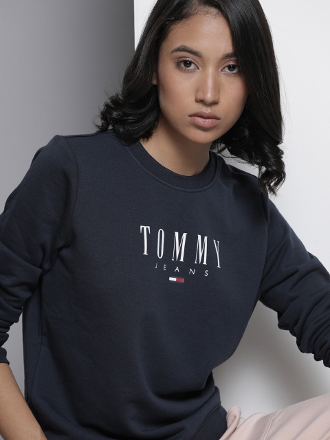 

Tommy Hilfiger Women Navy Blue Brand Logo Printed Sweatshirt