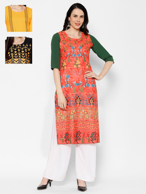 

7Threads Women Pack Of 3 Printed Straight Kurta, Multi