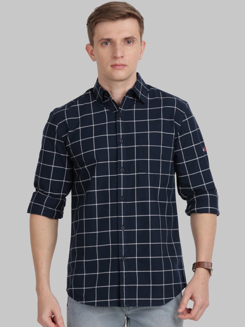 

ANTHEM Men Navy Blue Regular Fit Checked Casual Shirt