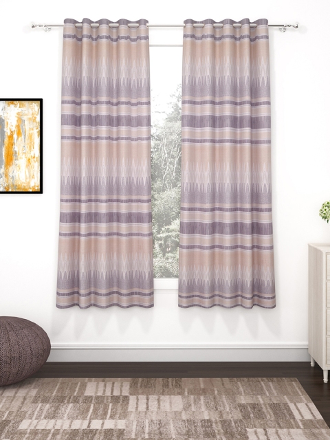 

Bedspun Cream-Coloured & Blue Set of 2 Window Curtain-5 feet