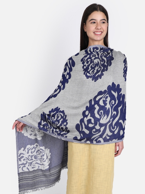 

Anekaant Women Navy Blue & Off-White Woven Shawl