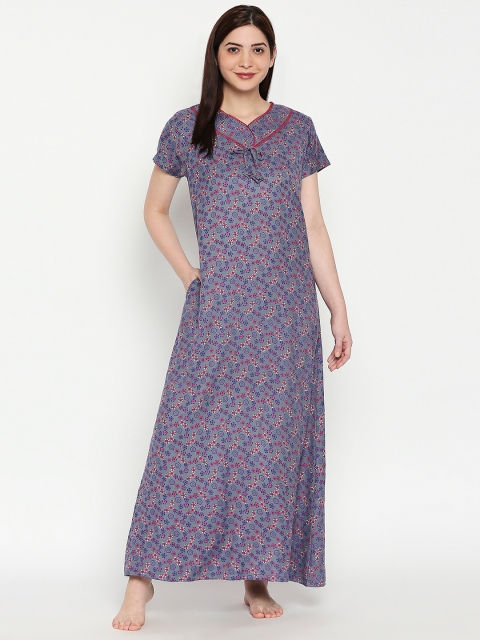 

XIN Grey & Pink Printed Nightdress