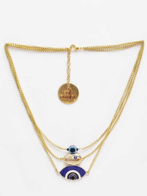 

DUGRISTYLE Women Copper Gold-Plated Layered Necklace, Blue