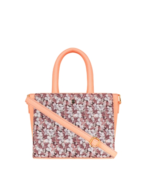 

HORRA Peach-Coloured Printed Handheld Bag