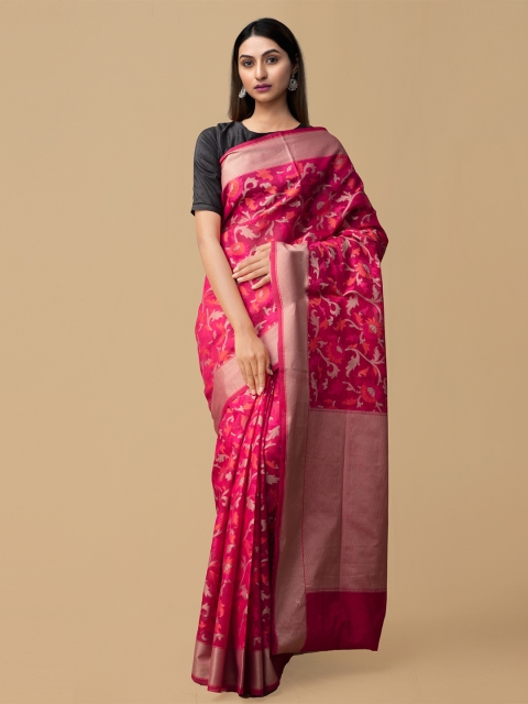 

Unnati Silks Pink Silk Cotton Printed Banarasi Saree