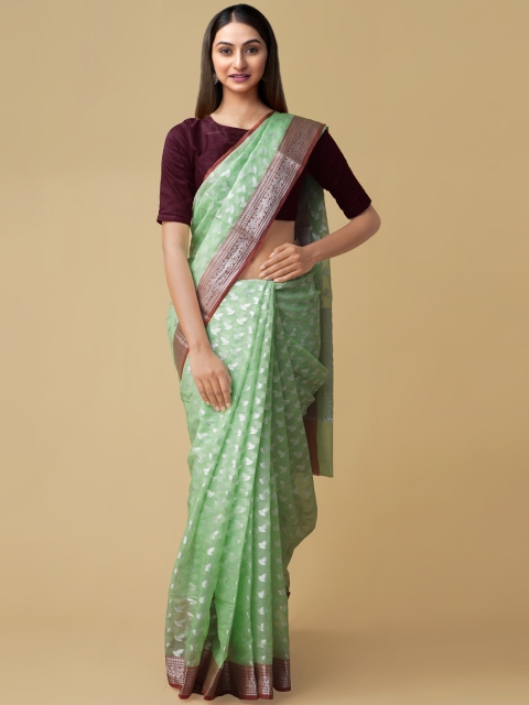 

Unnati Silks Women Green Kota Banarasi Saree