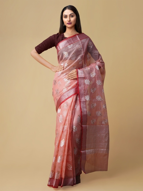 

Unnati Silks Pink Woven Design Banarasi SilknCotton Saree