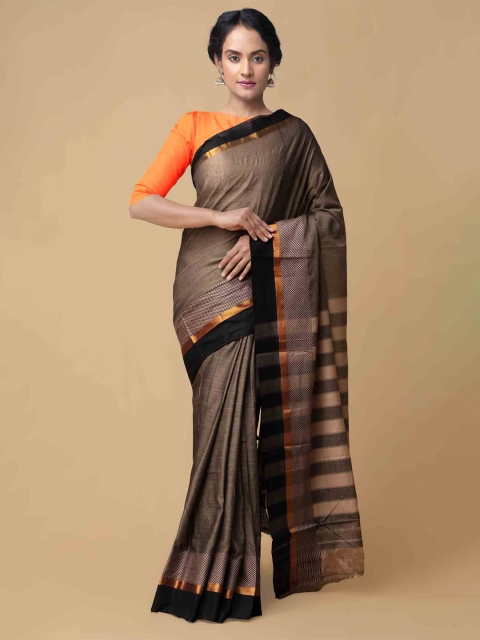 

Unnati Silks Brown Pure Cotton Woven Design Narayan Peth Saree