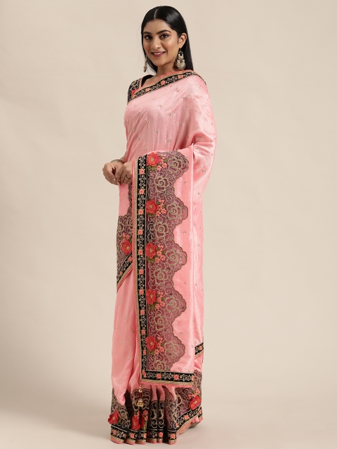 

NAKKASHI Pink Embroidered Art Silk Saree