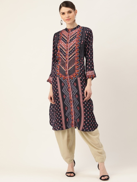 

Ritu Kumar Women Navy Blue & Red Printed Kurta