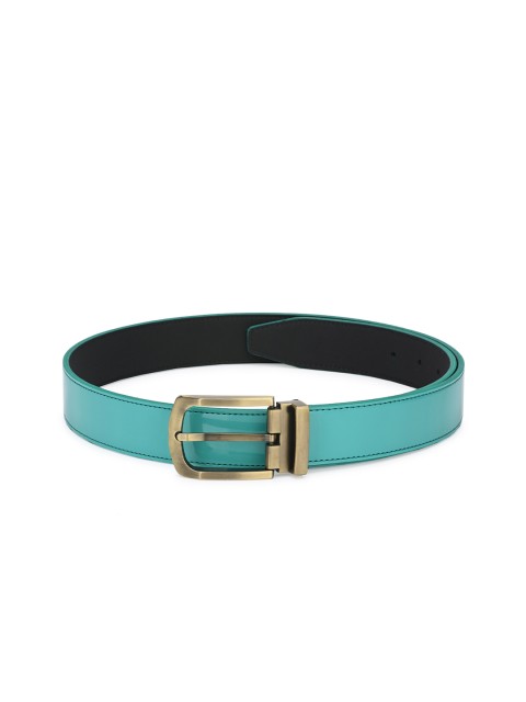 

Calvadoss Men Green Solid Antique Buckle PU Belt