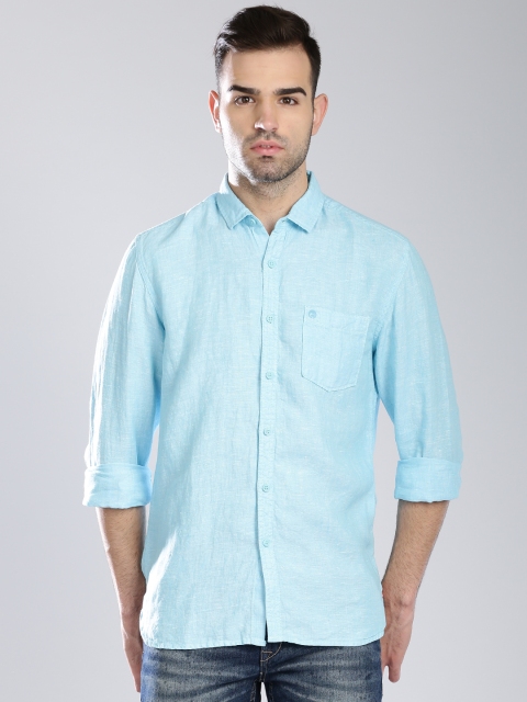

Bossini Blue Linen Contemporary Fit Casual Shirt