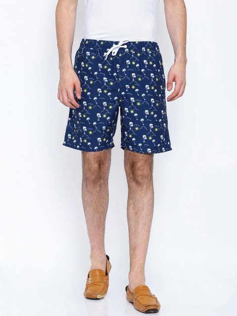 

Smiley World Men Navy Blue & White Printed Shorts