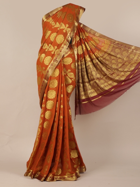 

Pothys Mustard Yellow Woven Design Poly Georgette Saree