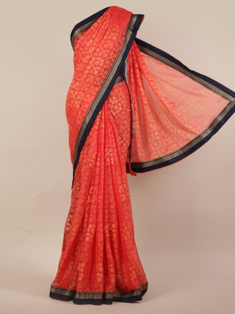 

Pothys Pink Printed Poly Chiffon Saree