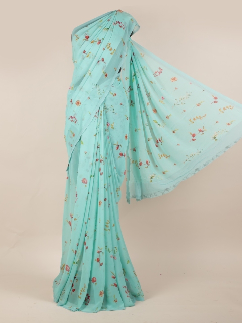 

Pothys Blue & Pink Poly Chiffon Printed Saree