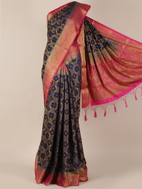 

Pothys Blue & Red Jute Silk Woven Design Saree