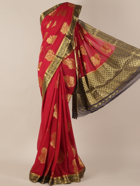 

Pothys Maroon Woven Design Poly Georgette Saree