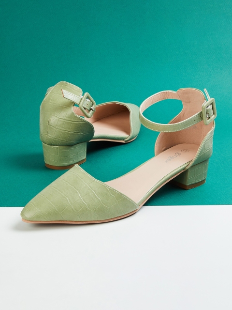 

Ginger by Lifestyle Women Green Textured Block Heels