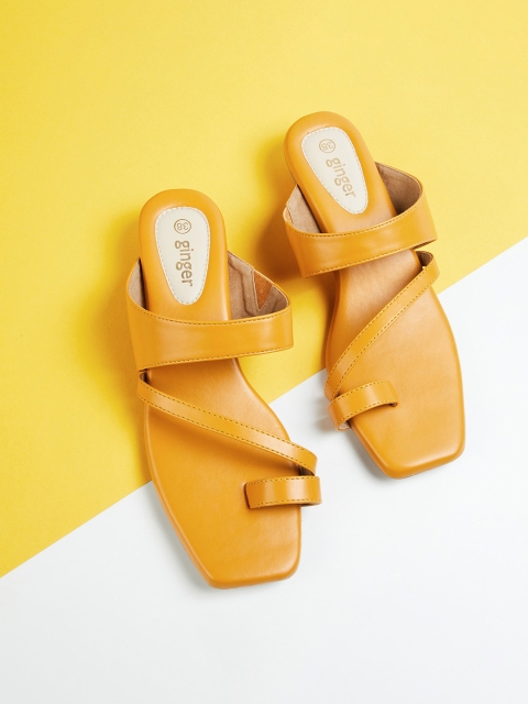 

Ginger by Lifestyle Women Mustard Yellow Solid PU Open Toe Flats