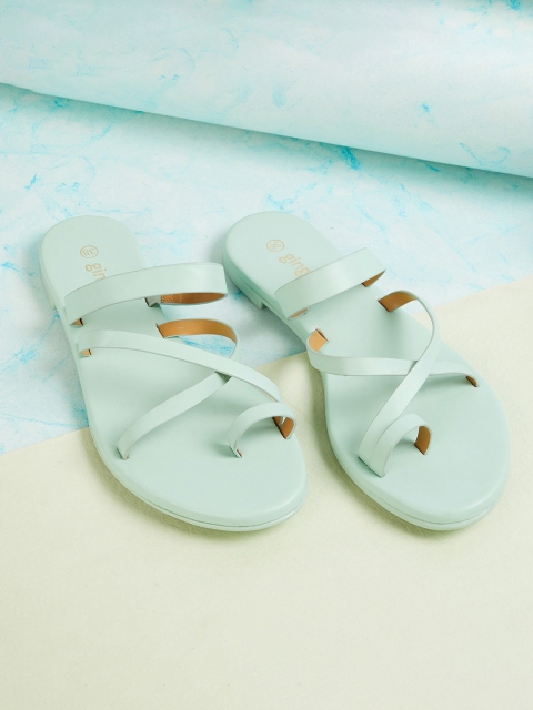 

Ginger by Lifestyle Women Sea Green Solid PU Open Toe Flats