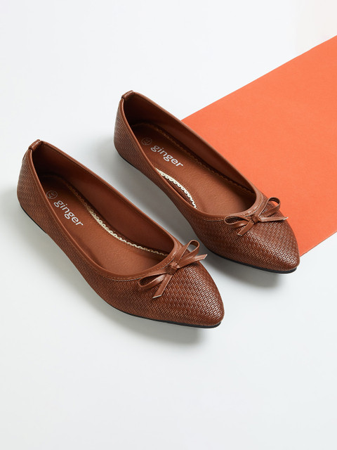 

Ginger by Lifestyle Women Brown Solid PU Ballerinas