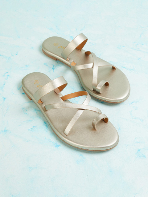 

Ginger by Lifestyle Women Gold-Toned Flats Open Toe Flats