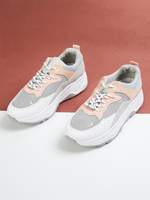 

Ginger by Lifestyle Women Grey & White Colourblocked PU Sneakers