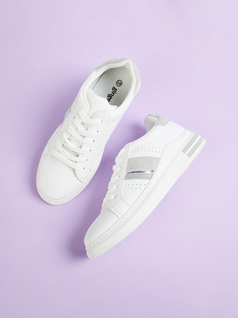 

Ginger by Lifestyle Women White & Grey Colourblocked Sneakers